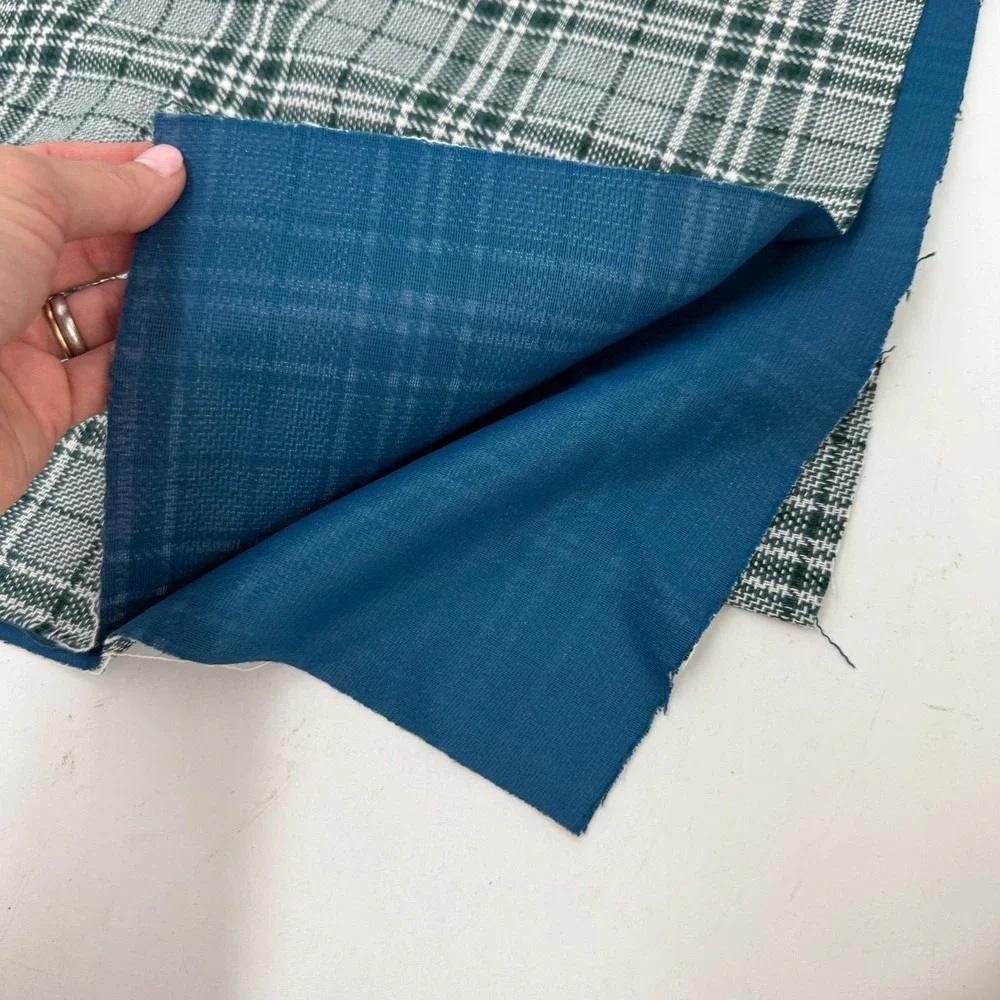 Green and White Plaid Fabric
